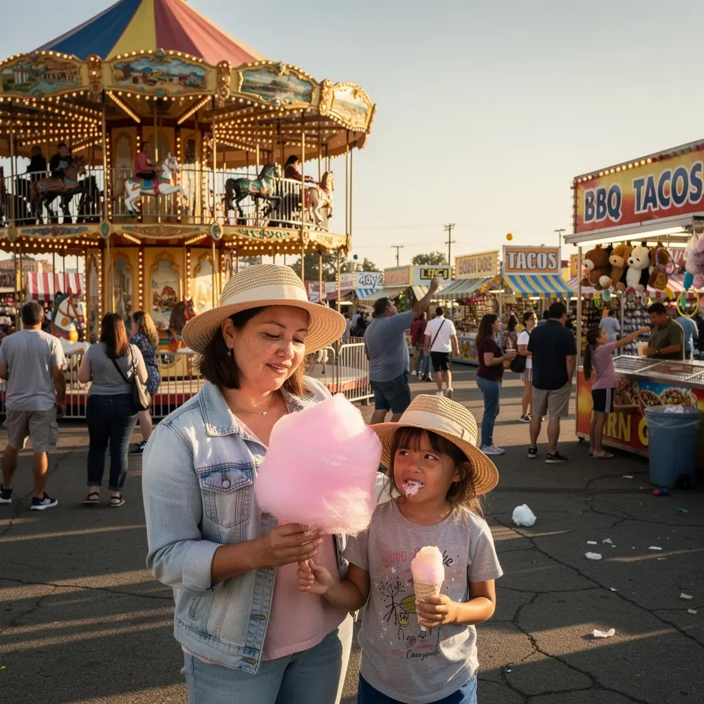 Яркий музыкальный фестиваль на открытом воздухе с толпой людей, наслаждающихся выступлениями артистов.